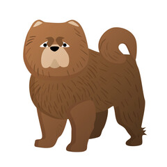 Obraz na płótnie Canvas Chow chow dog. Doggie domestic breed, familiar loyal pet, puppy friend vector cartoon illustration