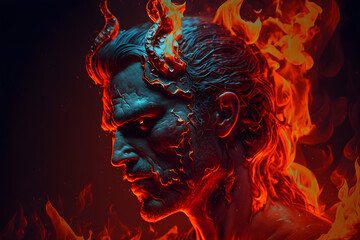 Devil in the fire. Generative AI - obrazy, fototapety, plakaty