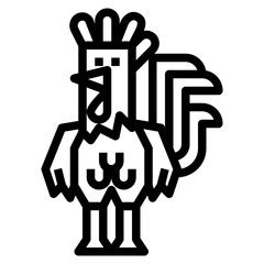 chicken line icon style