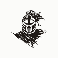 silhouette knight warrior helmet vector logo