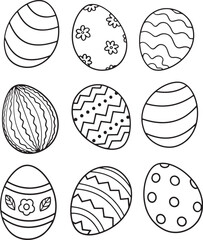 set of easter eggs coloring page