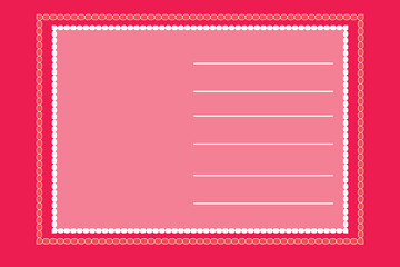 postcard, in romantic style with lines and free space for text. Card - Editable Wishing card in pinck and white  colors Background with space for your design. mother day, valentine day, happy birthday