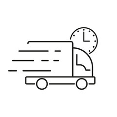 Delivery line icon. Clock truck. Free and fast delivery of goods. Post. Minivan that delivers the order. Shopping concept. Vector line icon for Business and Advertising