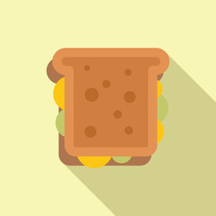 Tasty sandwich icon flat vector. School food. Nutrition container