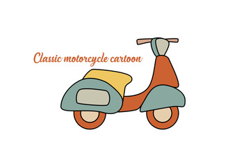 Classic motorcycle cartoon icon illustration. motorcycle vehicle icon concept isolated . flat cartoon style
