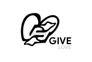 Illustration Vector graphic of Give Love with modern Concept. fit for Caring and sharing Logo Design etc.