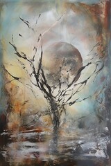 watercolor tree background generative ai