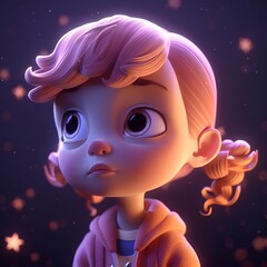 3D super cute trendy little girl generative ai