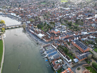 Fototapeta na wymiar Aerial capture of Henley-on-Thames in Oxfordshire