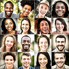A group of multiracial people wearing cheerful expressions on their faces - generative ai.