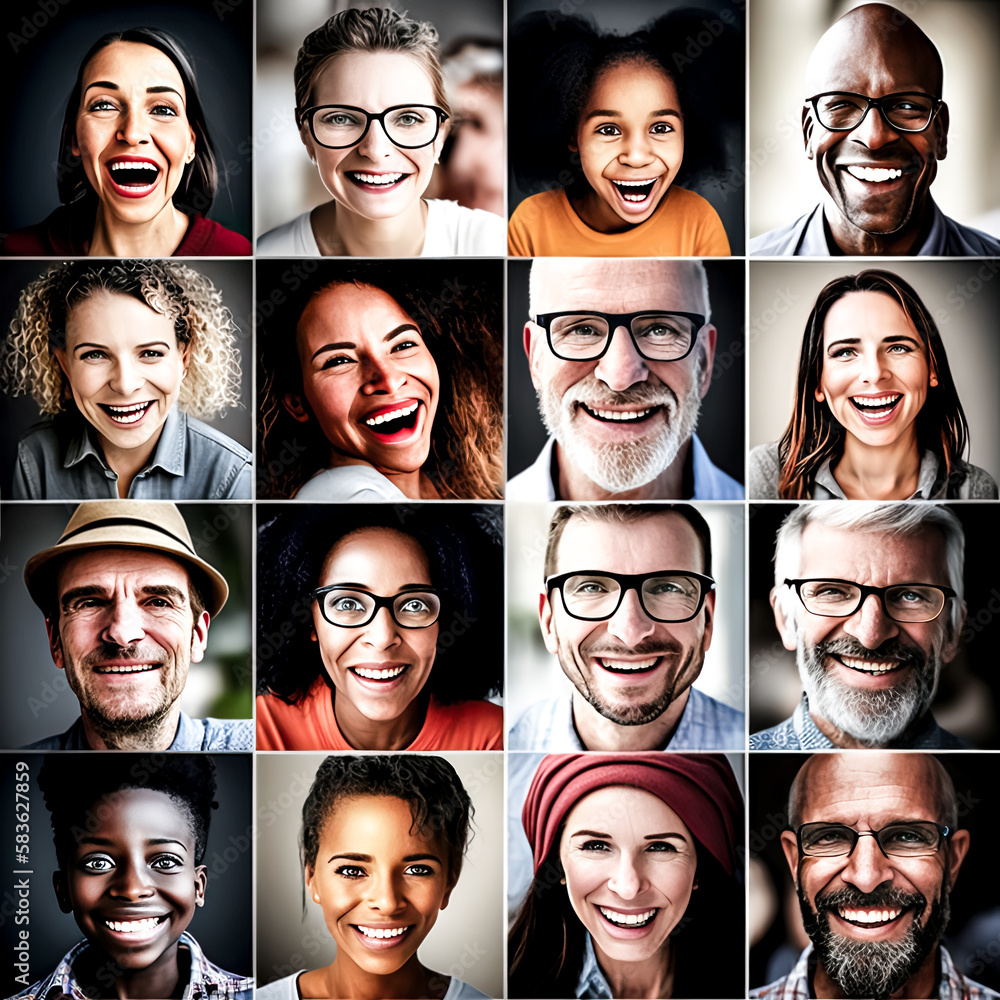 Poster an image of a cheerful group of people from various backgrounds was created - generative ai.