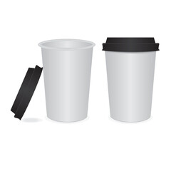 Realistic coffee cups isolated on a white background