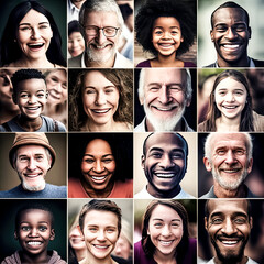 The portrait of a cheerful and happy group of people with a multiracial face was created - generative ai.