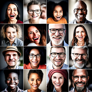 An image of a cheerful group of people from various backgrounds was created - generative ai.