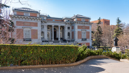 Access facade to the interior of the Prado Museum in the tourist city of Madrid, Spain.