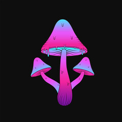 Psychedelic artistic abstract trippy mushrooms.Fantasy hallucinogenic vector mushrooms