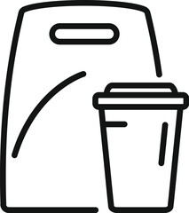 Food paper bag icon outline vector. Fruit box. Drink product