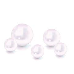 realistic pearl set isolated on a white background