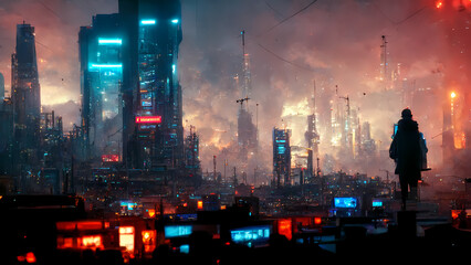 A Cyberpunk Metropolis, AI Generative