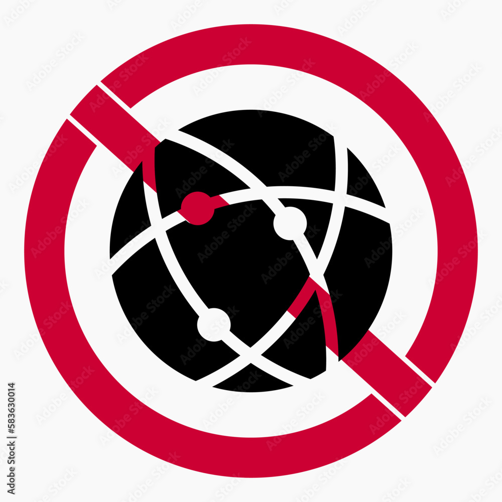Poster no internet icon. search is disabled. no connection. social media ban. there are no social networks.