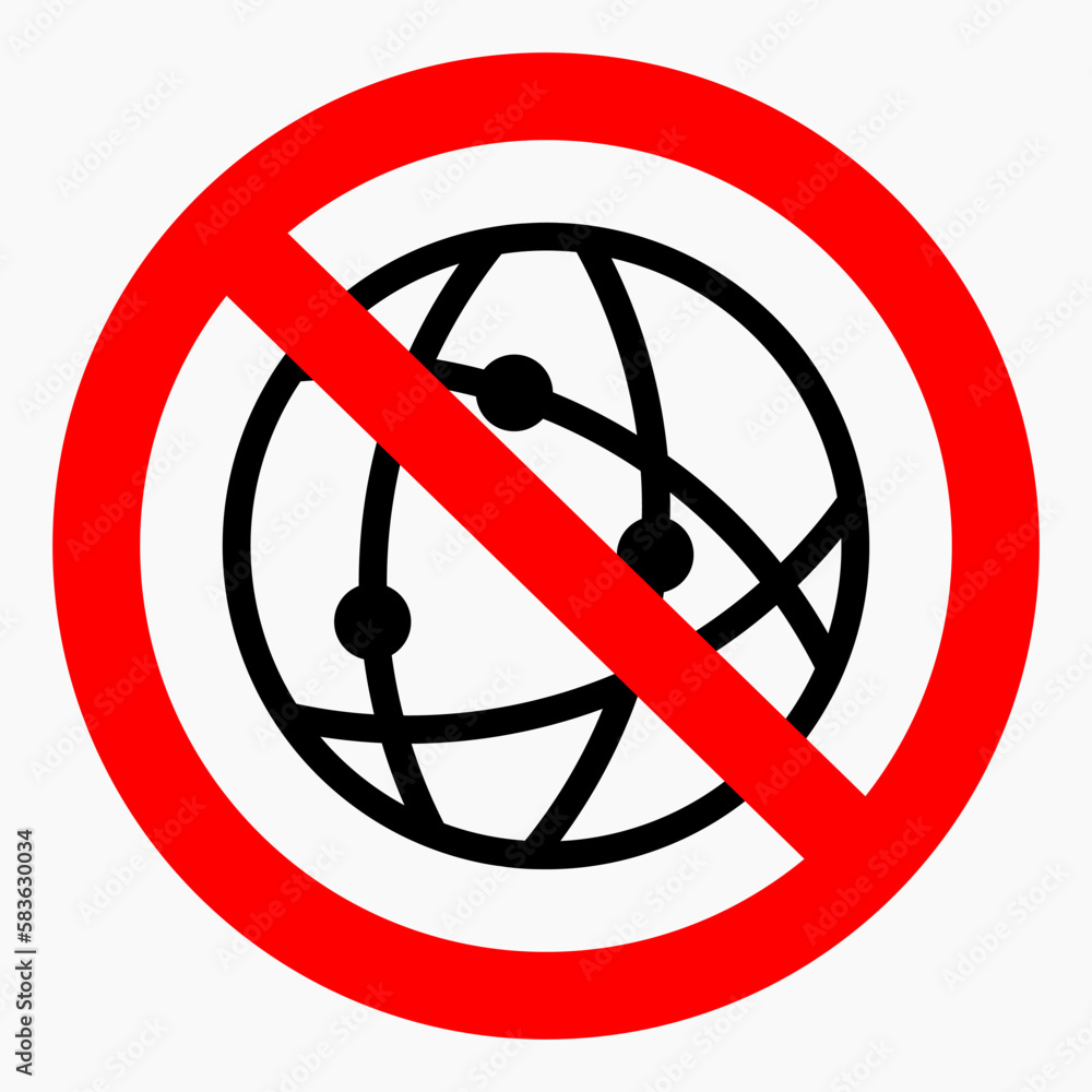 Poster no internet icon. search is disabled. no connection. social media ban. there are no social networks.