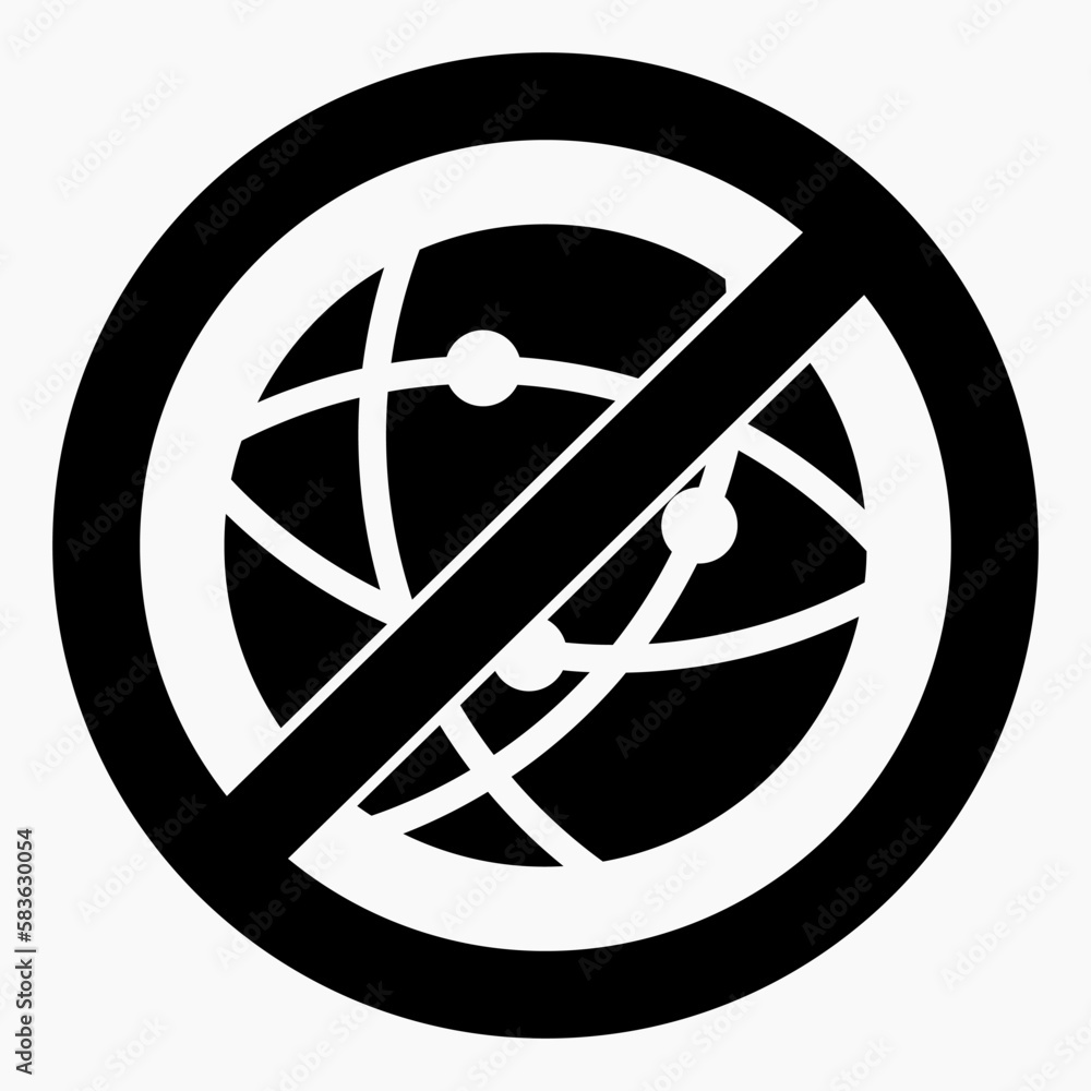 Poster no internet icon. search is disabled. no connection. social media ban. there are no social networks.