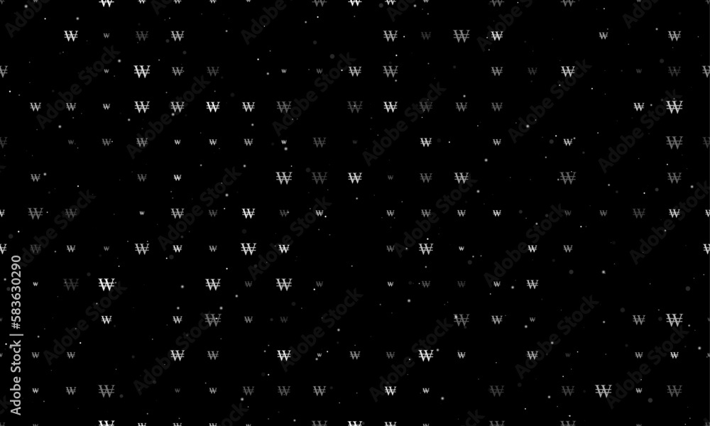 Aufkleber seamless background pattern of evenly spaced white korean won signs of different sizes and opacity. 