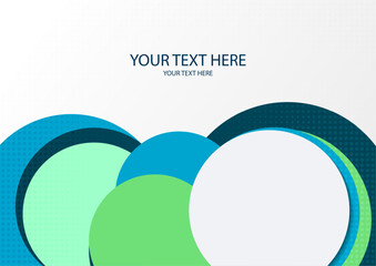 Colorful overlapping circles, modern abstract composition with shadows and text. Geometric background.