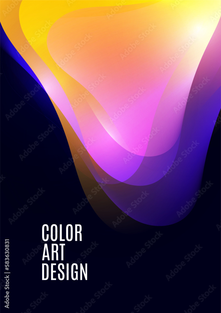Aufkleber smooth overlapping transparent shapes. bright gradient flow, dynamic liquid texture. fashion art for