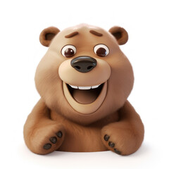 Fototapeta premium Cartoon bear on a white background. AI generative.