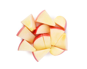 Slices of fresh red apple isolated on transparent background. PNG