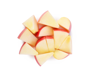 Slices of fresh red apple isolated on transparent background. PNG
