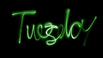 neon sign tuesday lightpainting blue red green wallpaper background screensaver advert opening new store weekday handwritten