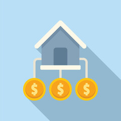 Obraz premium Secured finance home icon flat vector. Policy risk. Money injury