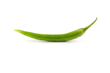 fresh green chili on white background