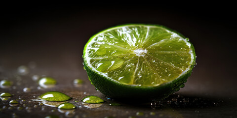 Citron vert frais, gouttelettes d'eau