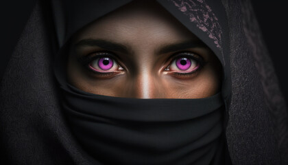 Naklejka premium Muslim woman dressed in niqab created with generative AI technology