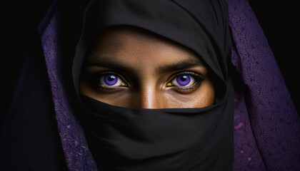 Naklejka premium Muslim woman dressed in niqab created with generative AI technology