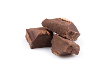 chocolate pieces isolated