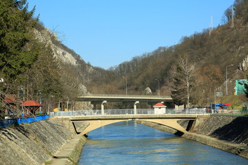 Bridges over Morava river at mountain area , Serbia