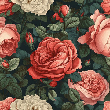 Rosen nahtloses Muster. Seamless Pattern. Generative Ai.