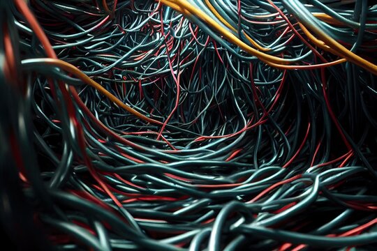 twisted electricity cables. ai generated image