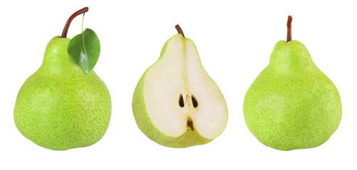 Collection of pears on an isolated white background.