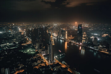 Obraz premium megacity in the night created with Generative AI technology