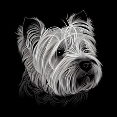 West Highland White Terriers Dog Breed Isolated on Black Background. Generative AI
