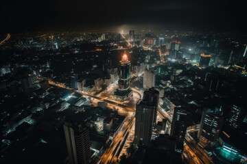 Obraz premium megacity in the night created with Generative AI technology
