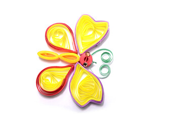 quilling paper bufferfly on white