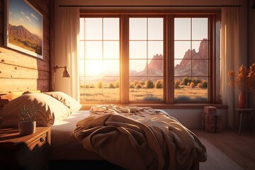  Best interior design of a lodge having beautiful view Ai Generated