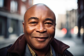 Fototapeta premium Close-up portrait of confident and happy middle-aged black man