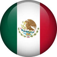 Mexico flag button. Emblem of Mexico. Vector flag, symbol. Colors and proportion correctly.